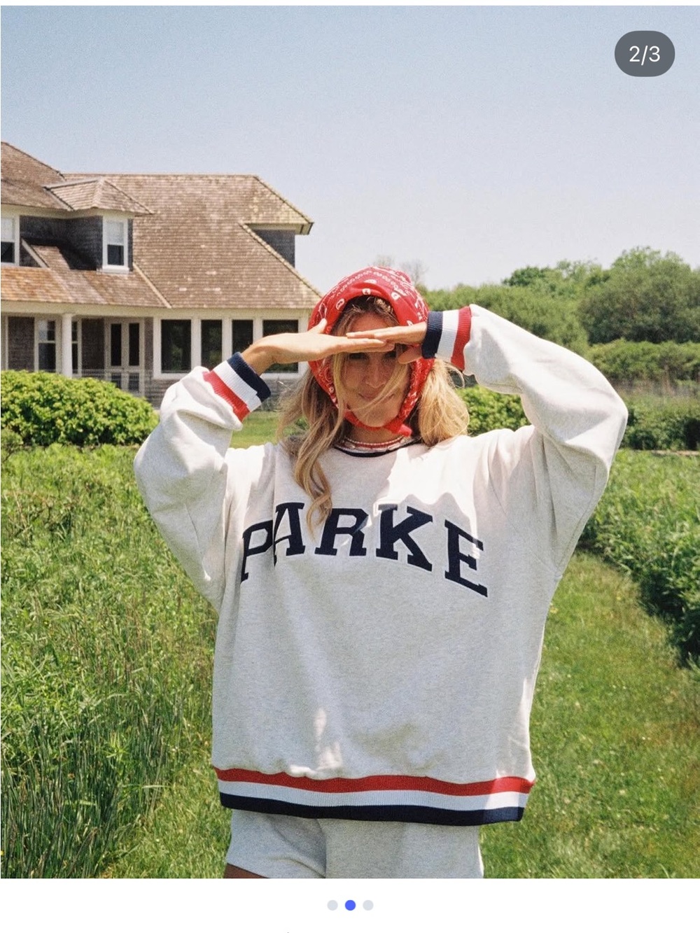 Parker Oversized Crewneck Sweatshirt with Navy Lettering